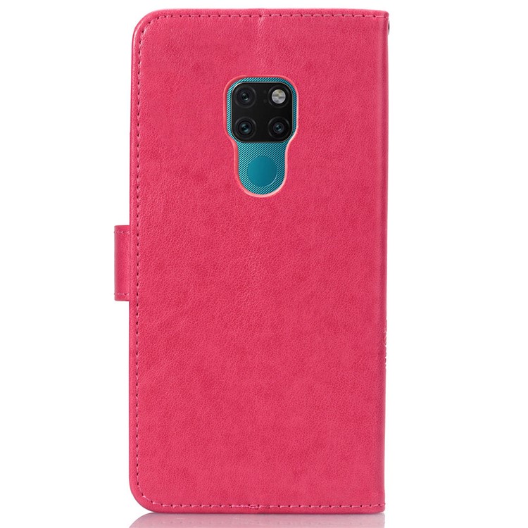 HAT PRINCE Imprinted Clover Leather Wallet Case for Huawei Mate 20 - Rose-3