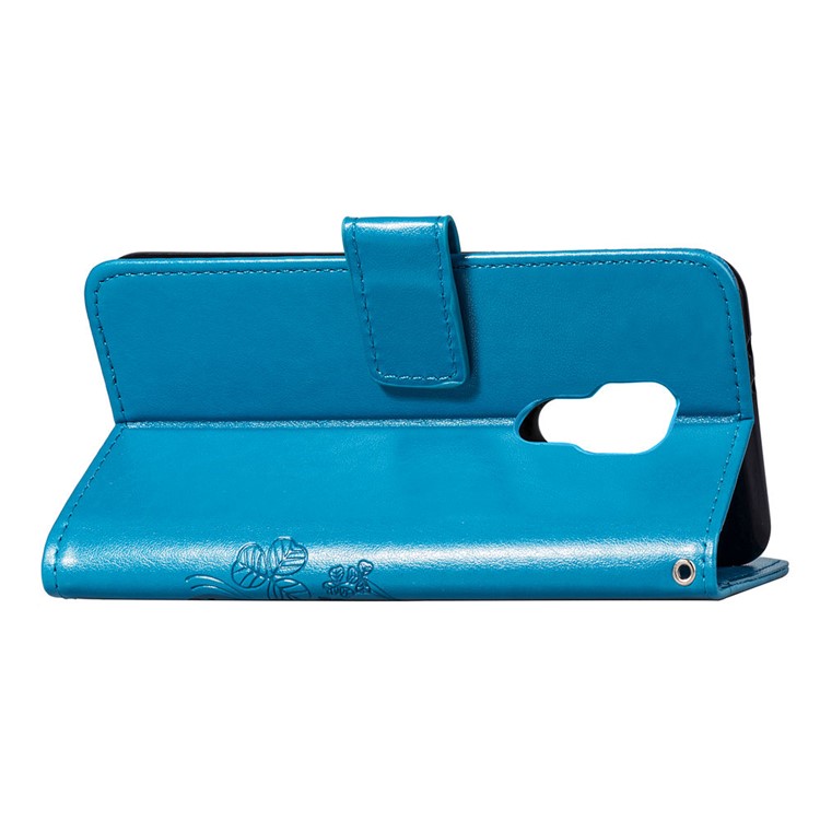 HAT PRINCE Imprinted Clover Leather Wallet Case for Huawei Mate 20 - Blue-6