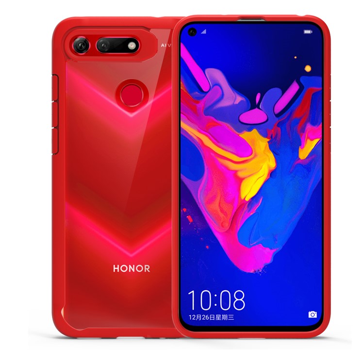 Shock-resistant PC + TPU Hybrid Back Shell for Huawei Honor View 20/V20 - Red-1