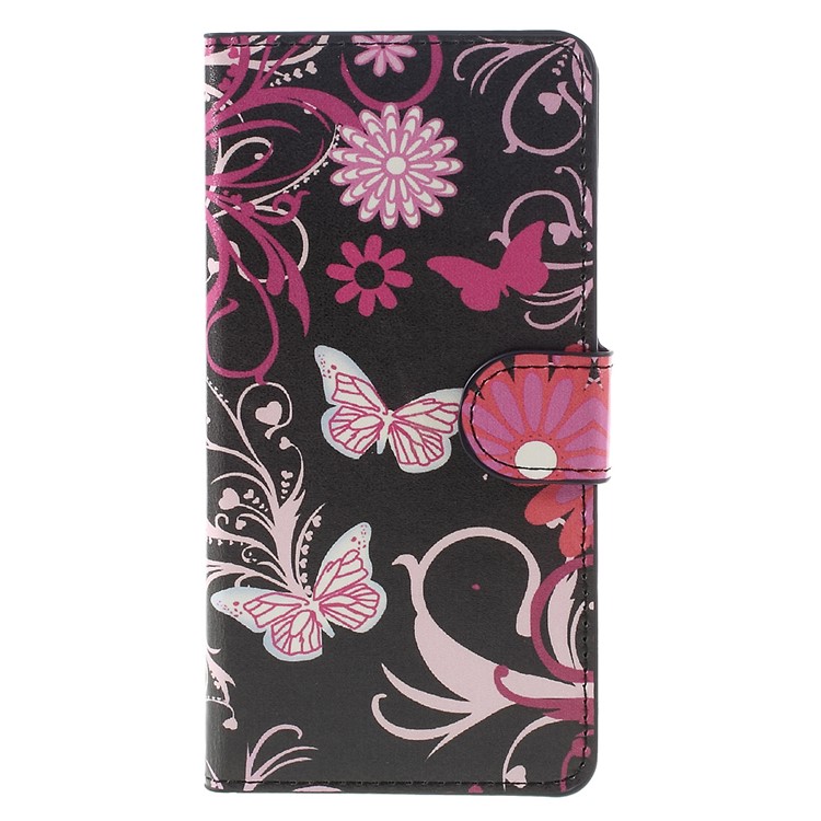 Diary Style Wallet Stand Leather Case for Huawei P9 - Butterflies and Flowers-3