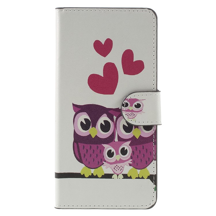 Flip Wallet Stand Ledertasche für Huawei P9 - Sweet Owl Familie-3