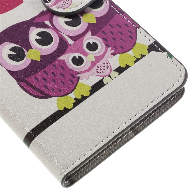 Flip Wallet Stand Ledertasche für Huawei P9 - Sweet Owl Familie-9