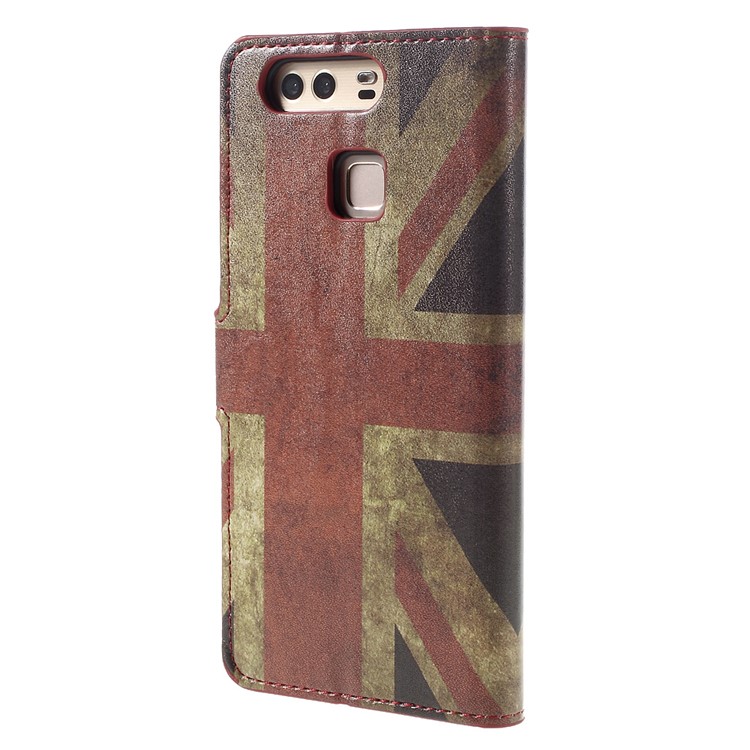 Wallet Stand Faux Leather Shell Case for Huawei P9 - Retro UK Flag-2