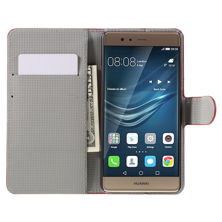 Wallet Stand Faux Leather Shell Case for Huawei P9 - Retro UK Flag-6