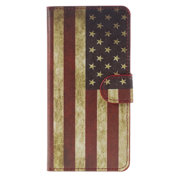 Faux Leather Card Holder Case for Huawei P9 - Vintage US American Flag-3