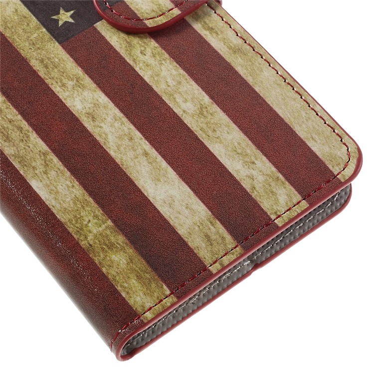 Faux Leather Card Holder Case for Huawei P9 - Vintage US American Flag-8
