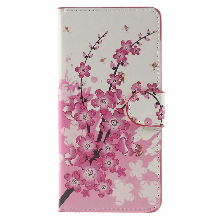 Wallet Stand Leather Flip Cover Case para Huawei P9 - Flor de ameixa-3