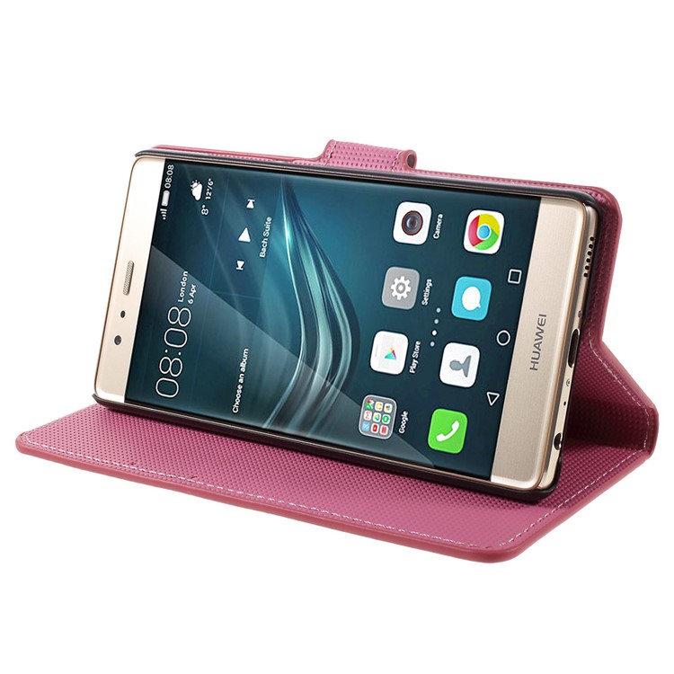 Card Holder Stand Leather Phone Case for Huawei P9 - Kapok Flower-4