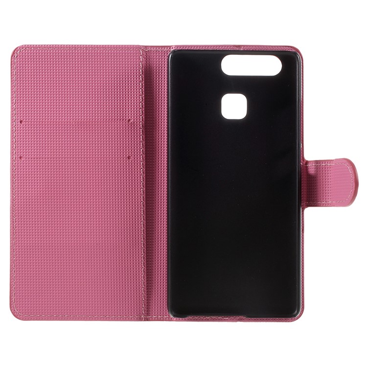 Protective Leather Case with Stand for Huawei P9 - Butterflies and Circles-7