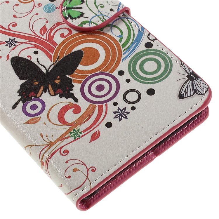 Protective Leather Case with Stand for Huawei P9 - Butterflies and Circles-8