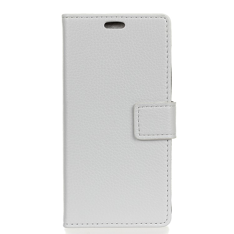 Litchi Skin Wallet Leather Stand Case for Huawei Honor Play 8A - White-1