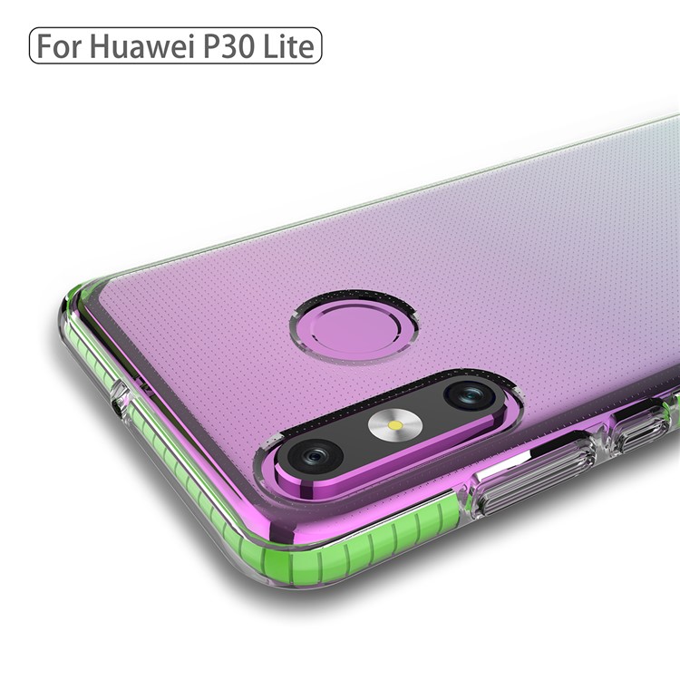 For Huawei P30 Lite Dual-color Shock-resistant TPE TPU Hybrid Phone Case - Green-2