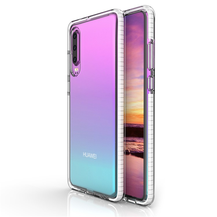 Flexible TPU Back Soft TPE Edge Hybrid Drop Resistant Case for Huawei P30 - White-1