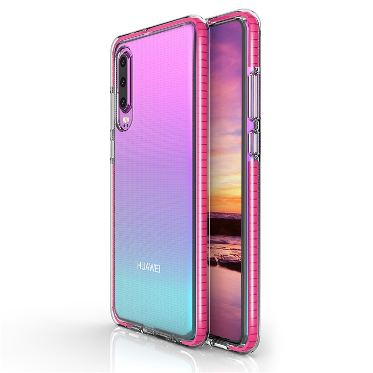 Flexible TPU Back Soft TPE Edge Hybrid Drop Resistant Case for Huawei P30 - Rose-1