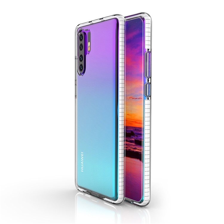 For Huawei P30 Pro Dual-color Shock-resistant TPE TPU Hybrid Phone Case - White-1
