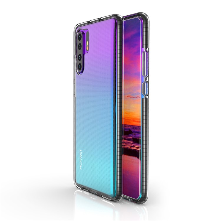 For Huawei P30 Pro Dual-color Shock-resistant TPE TPU Hybrid Phone Case - Black-1