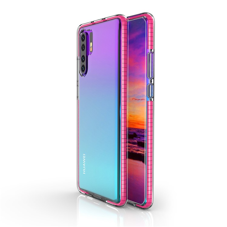 For Huawei P30 Pro Dual-color Shock-resistant TPE TPU Hybrid Phone Case - Rose-1
