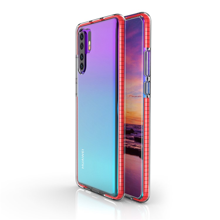 For Huawei P30 Pro Dual-color Shock-resistant TPE TPU Hybrid Phone Case - Red-1