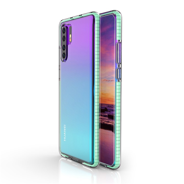 For Huawei P30 Pro Dual-color Shock-resistant TPE TPU Hybrid Phone Case - Cyan-1