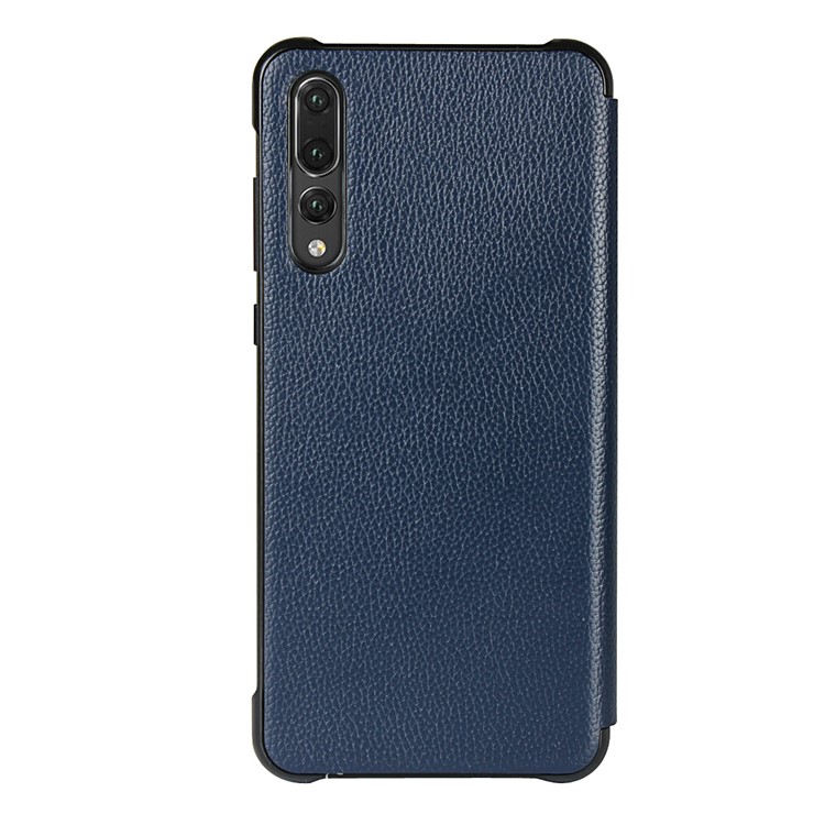 For Huawei P20 Pro Smart View Window Cowhide Leather Phone Case - Blue-7