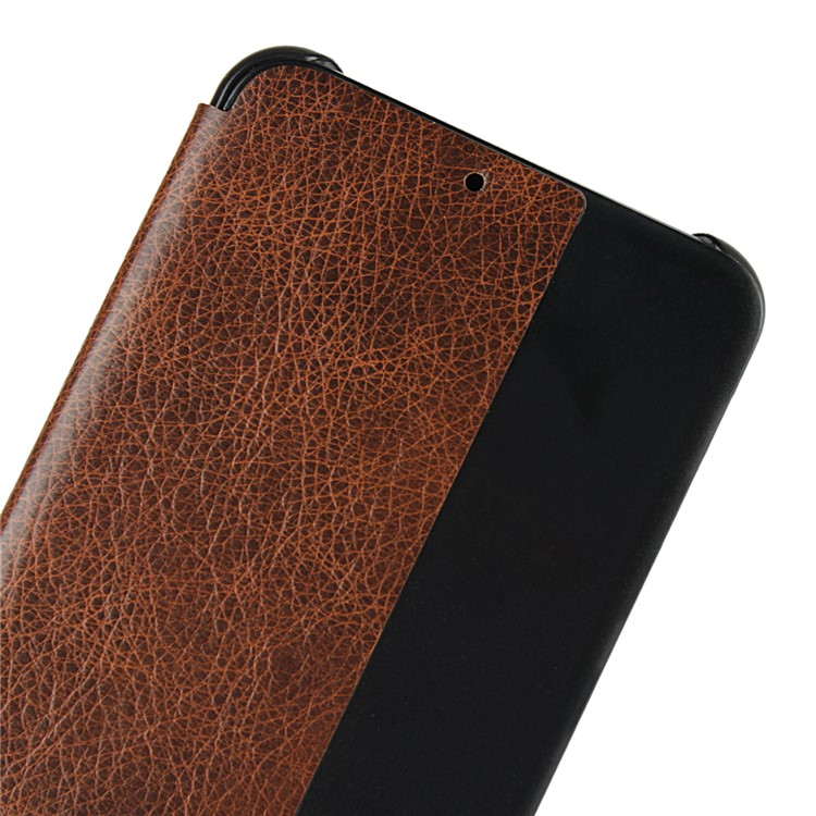 For Huawei P20 Pro Smart View Window Cowhide Leather Phone Case - Brown-7