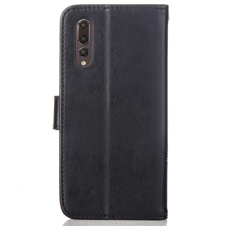 HAT PRINCE Imprinted Clover Leather Stand Wallet Cover for Huawei P20 Pro - Black-3