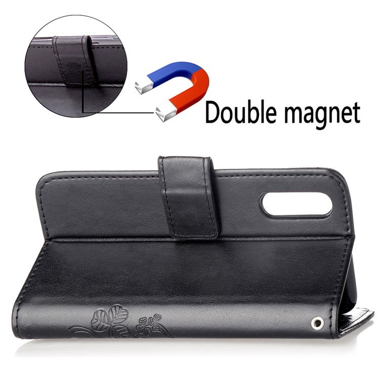 HAT PRINCE Imprinted Clover Leather Stand Wallet Cover for Huawei P20 Pro - Black-6