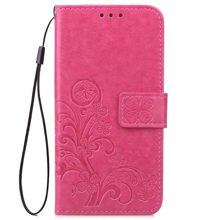 HAT PRINCE Imprinted Clover Leather Stand Wallet Cover for Huawei P20 Pro - Rose-2