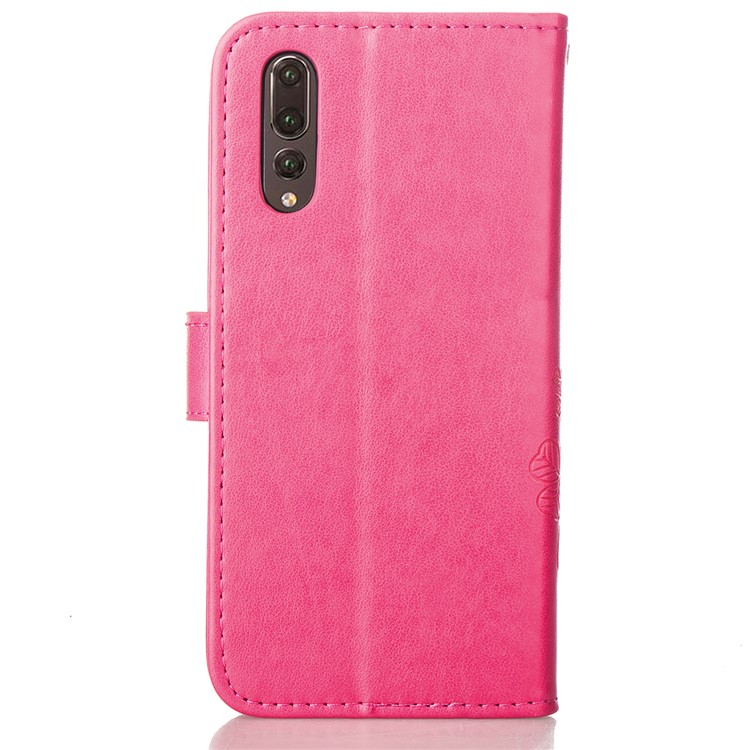 HAT PRINCE Imprinted Clover Leather Stand Wallet Cover for Huawei P20 Pro - Rose-3