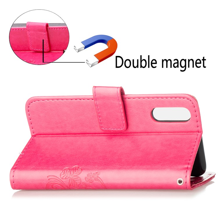 HAT PRINCE Imprinted Clover Leather Stand Wallet Cover for Huawei P20 Pro - Rose-6