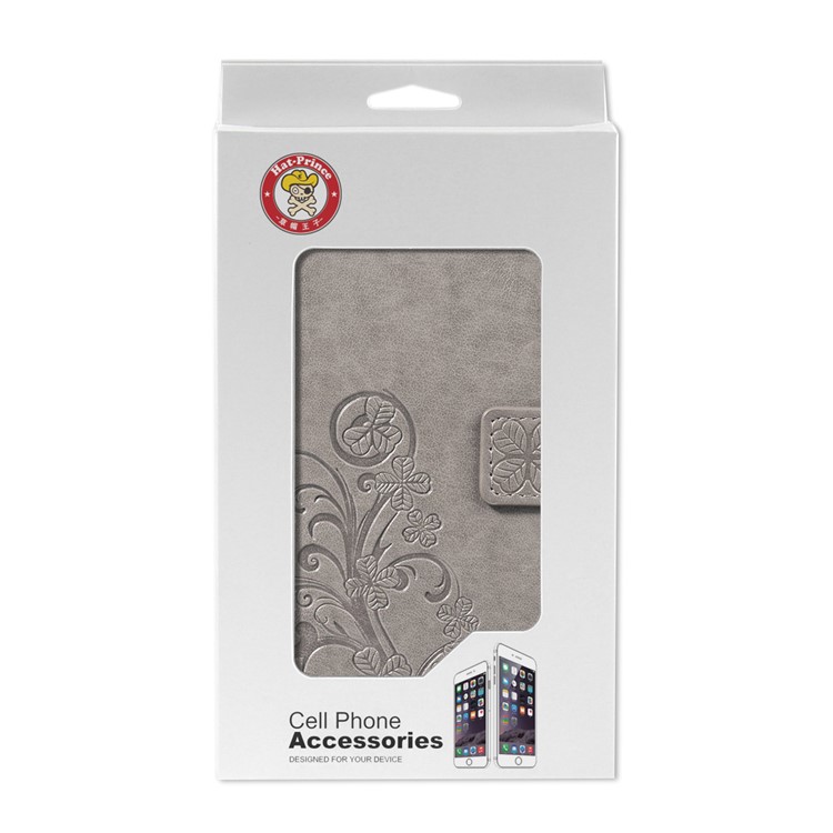 HAT PRINCE Imprinted Clover Leather Stand Wallet Cover for Huawei P20 Pro - Grey-7