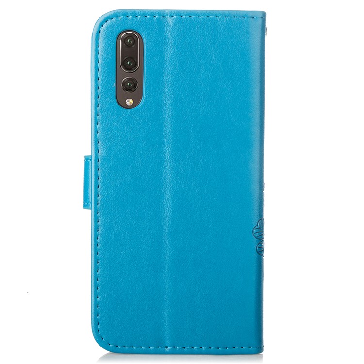 HAT PRINCE Imprinted Clover Leather Stand Wallet Cover for Huawei P20 Pro - Blue-3
