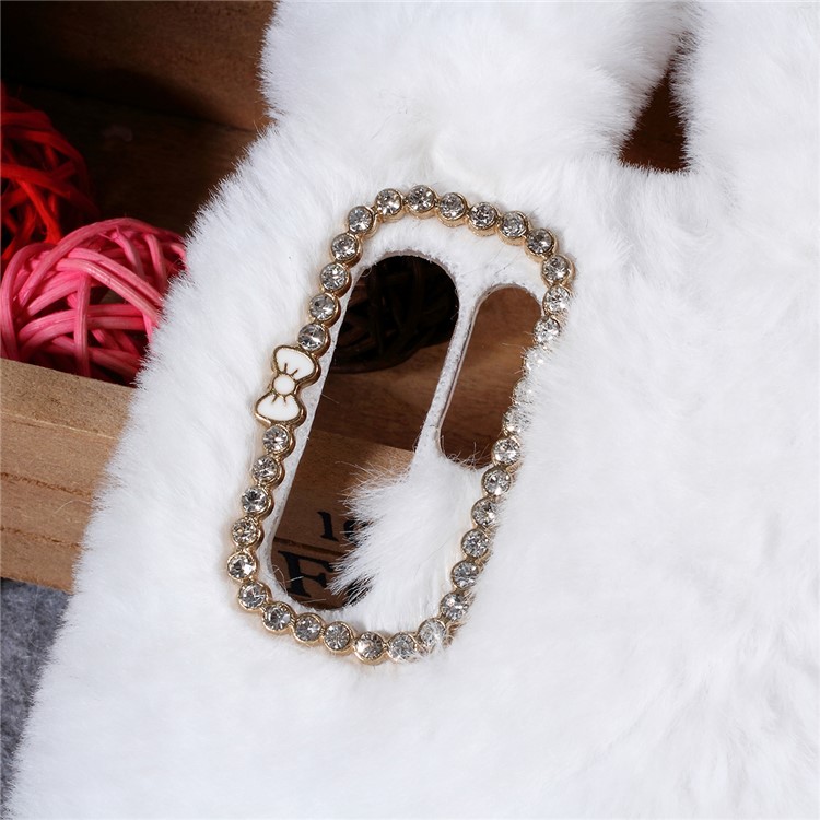 Rabbit Shape Fluffy Fur Coated Rhinestone TPU Case for Huawei P30 Pro - White-3