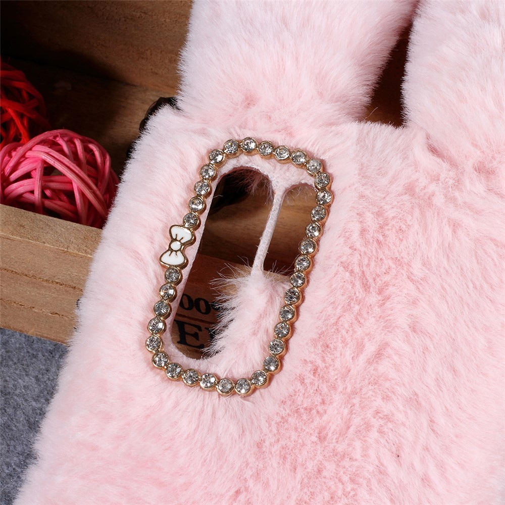 Rabbit Shape Fluffy Fur Coated Rhinestone TPU Case for Huawei P30 Pro - Pink-3
