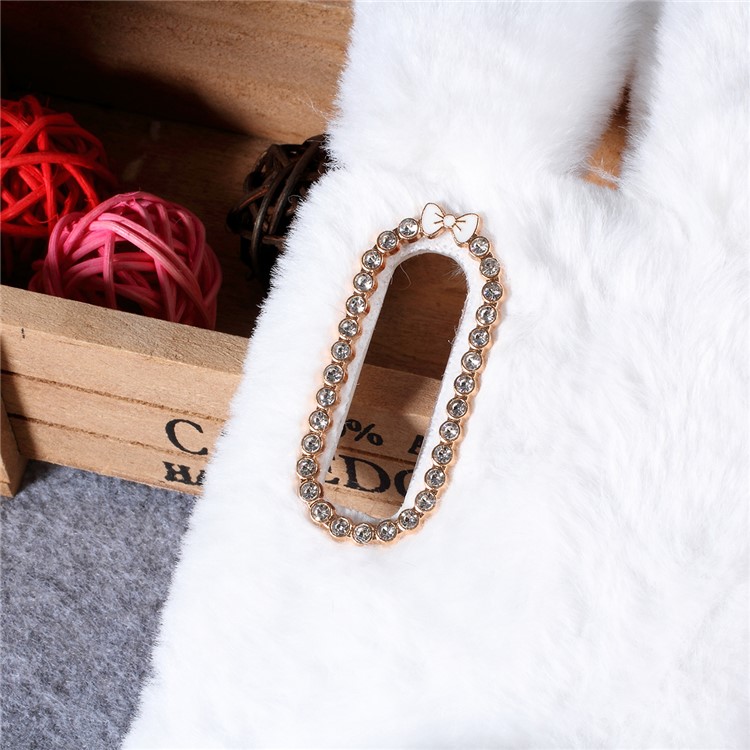 Rabbit Shape Fluffy Fur Coated Rhinestone TPU Case for Huawei P30 - White-3