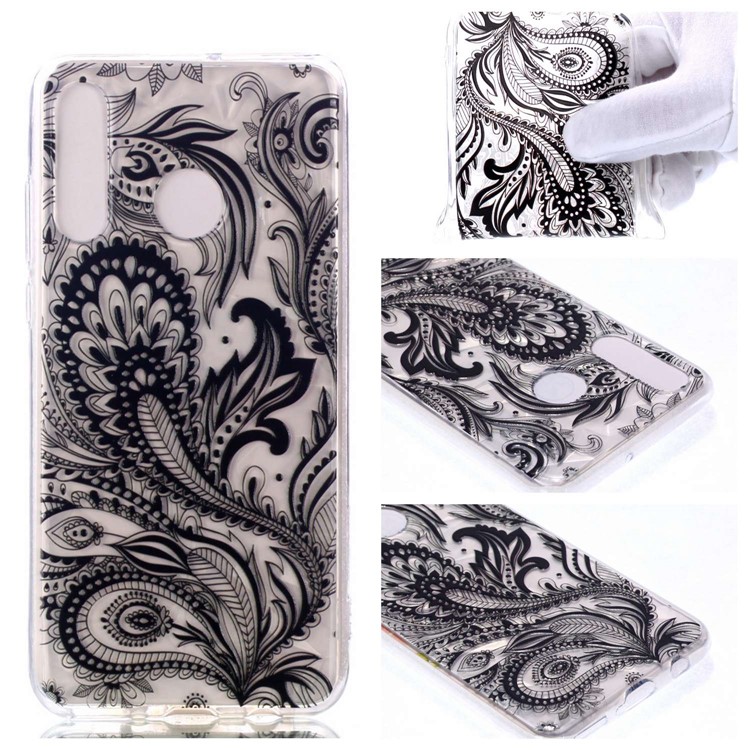 Embossed Pattern 3D Diamond Surface TPU Back Cover Case for Huawei P30 Lite - Paisley Pattern-1