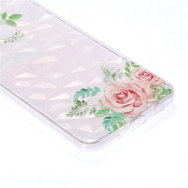 Embossed Pattern 3D Diamond Surface TPU Back Cover Case for Huawei P30 Lite - Pink Flowers-3