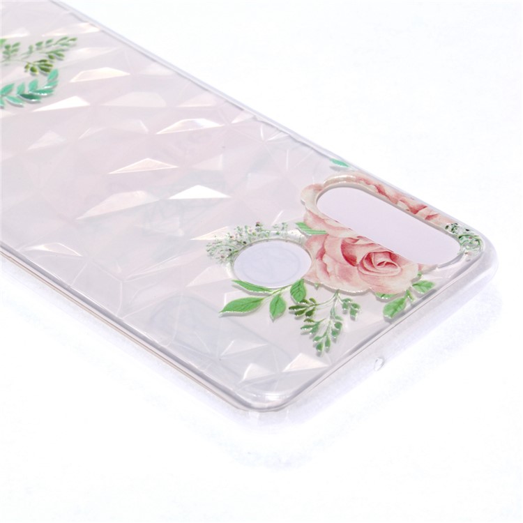 Embossed Pattern 3D Diamond Surface TPU Back Cover Case for Huawei P30 Lite - Pink Flowers-4