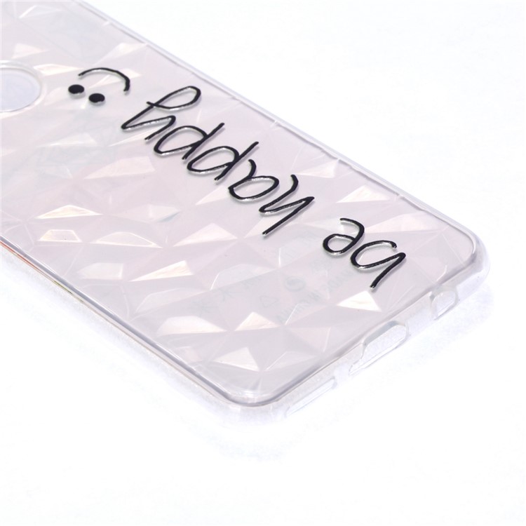 Embossed Pattern 3D Diamond Surface TPU Back Cover Case for Huawei P30 Lite - Be Happy-3