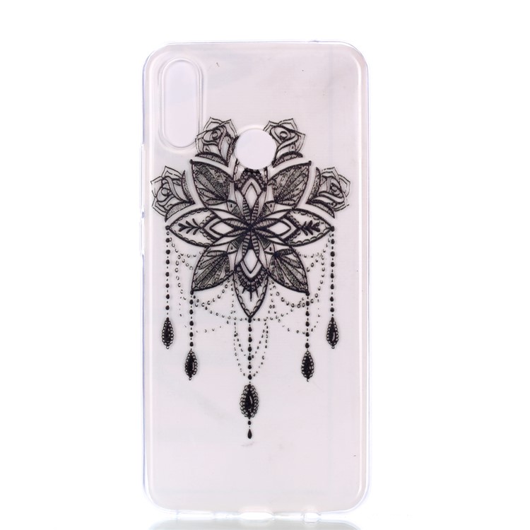 Pattern Printing Soft TPU Back Phone Case for Huawei P30 Lite - Black Flower-2