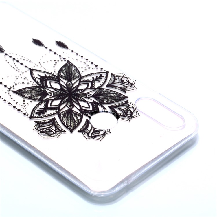 Pattern Printing Soft TPU Back Phone Case for Huawei P30 Lite - Black Flower-4