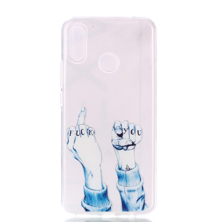 Pattern Printing Soft TPU Back Phone Case for Huawei P30 Lite/nova 4e/P30 Lite New Edition - Fuck You Gesture-2