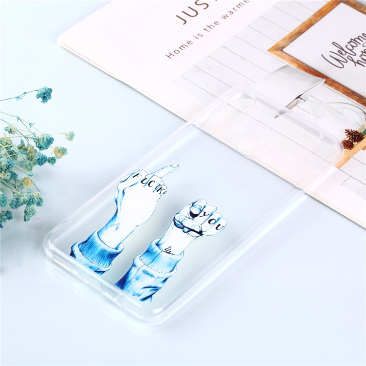 Pattern Printing Soft TPU Back Phone Case for Huawei P30 Lite/nova 4e/P30 Lite New Edition - Fuck You Gesture-6