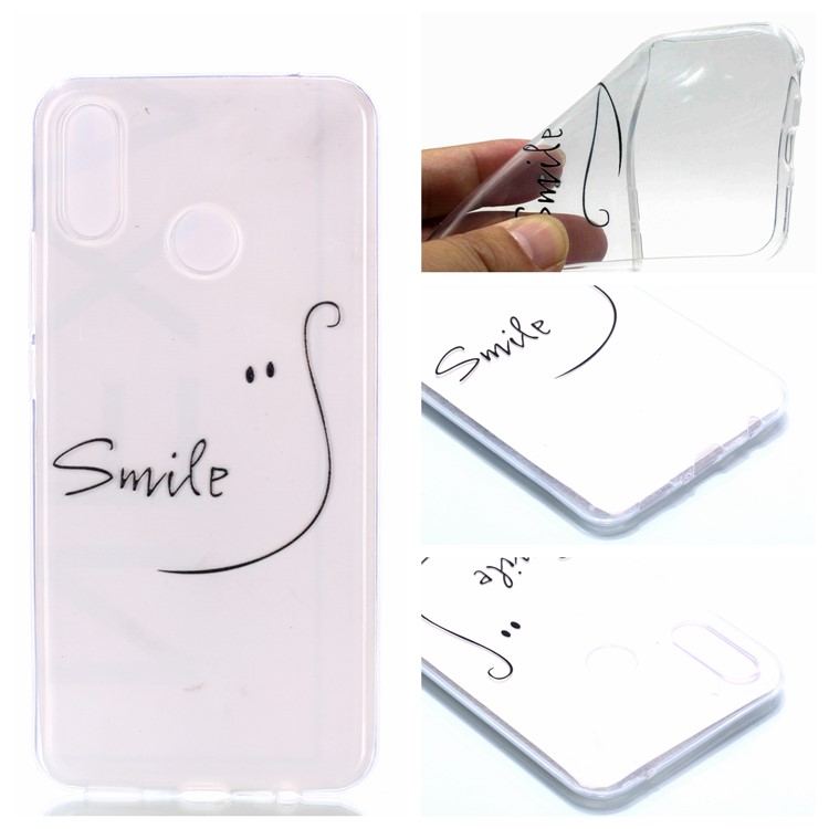 Pattern Printing Soft TPU Back Phone Case for Huawei P30 Lite/nova 4e/P30 Lite New Edition - Smile-1