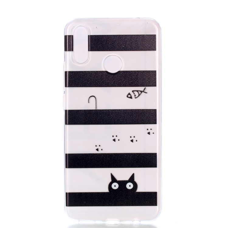 Pattern Printing Soft TPU Back Phone Case for Huawei P30 Lite - Fish and Cat-2