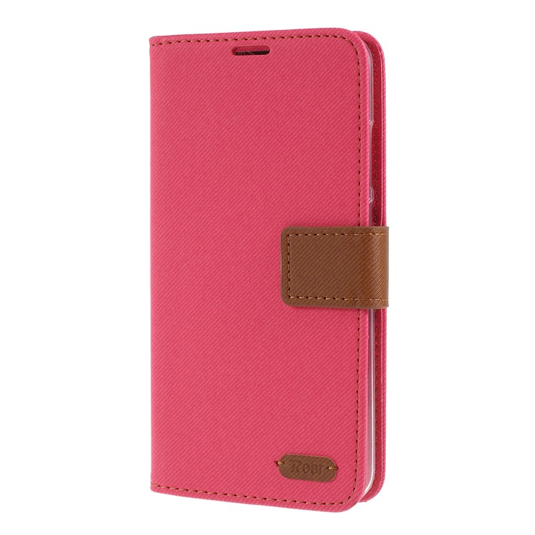 ROAR KOREA Twill Leather Wallet Protection Case for Huawei P Smart (2019) - Rose-1