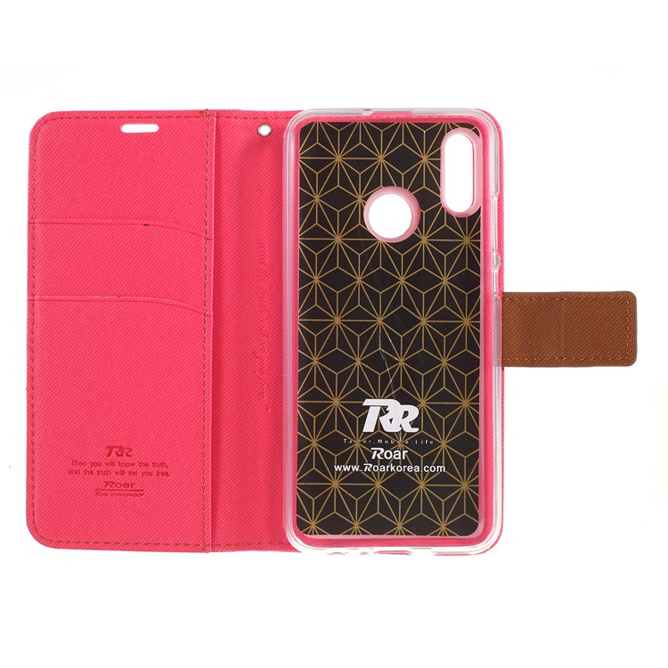 ROAR KOREA Twill Leather Wallet Protection Case for Huawei P Smart (2019) - Rose-6