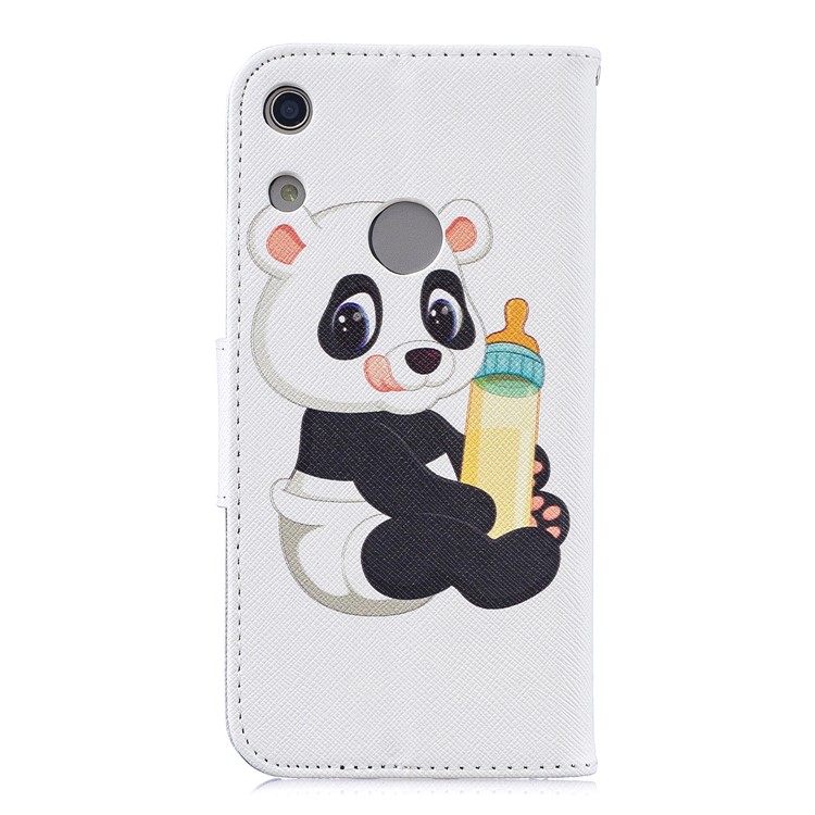 Pattern Printing Wallet Leather Stand Case for Huawei Honor 8A - Panda Holding a Bottle-3