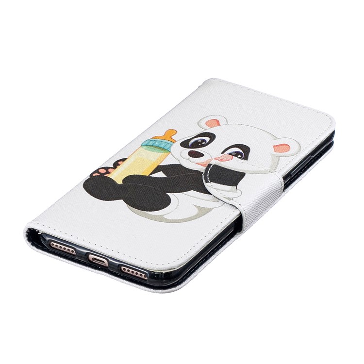 Pattern Printing Wallet Leather Stand Case for Huawei Honor 8A - Panda Holding a Bottle-7