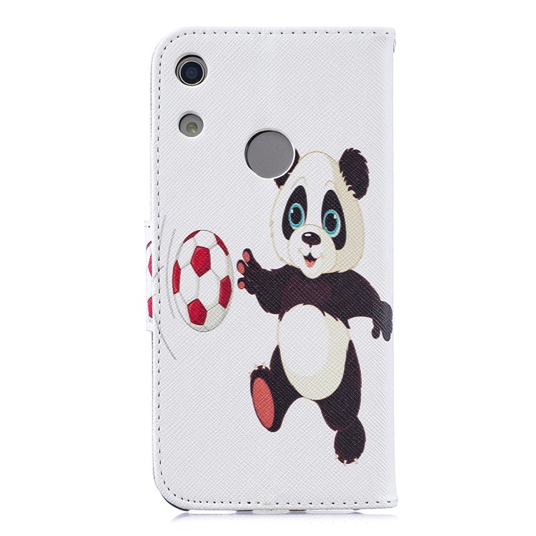 Pattern Printing Wallet Leather Stand Case for Huawei Honor 8A - Panda Playing Football-3